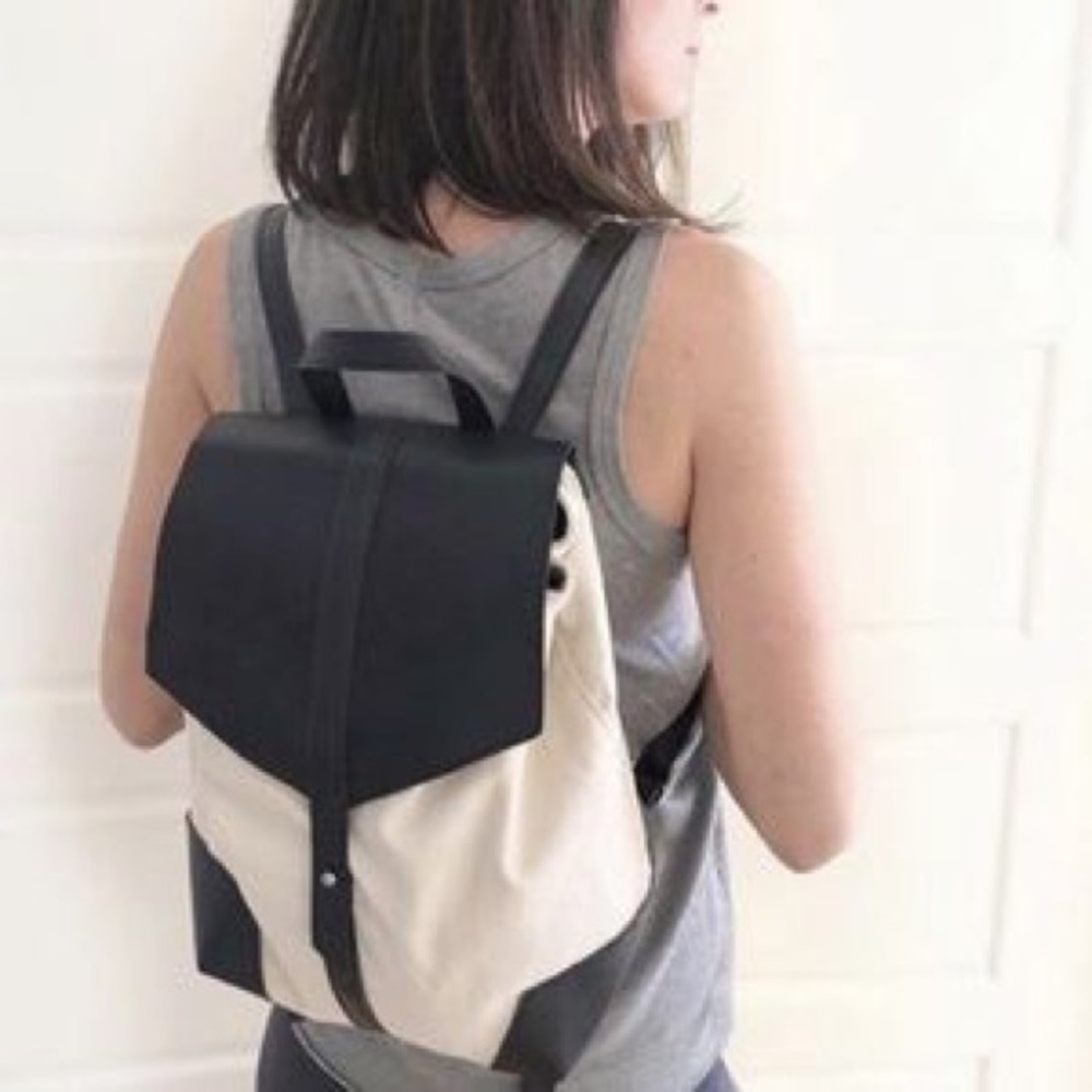 Deux Lux Cream and black leather backpack - Picture 3 of 7